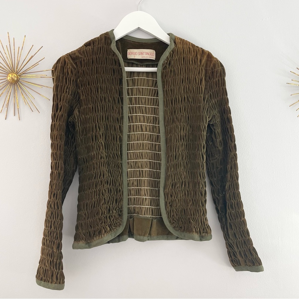 Vintage Giorgio Sant’Angelo Olive Green Ruched Jacket